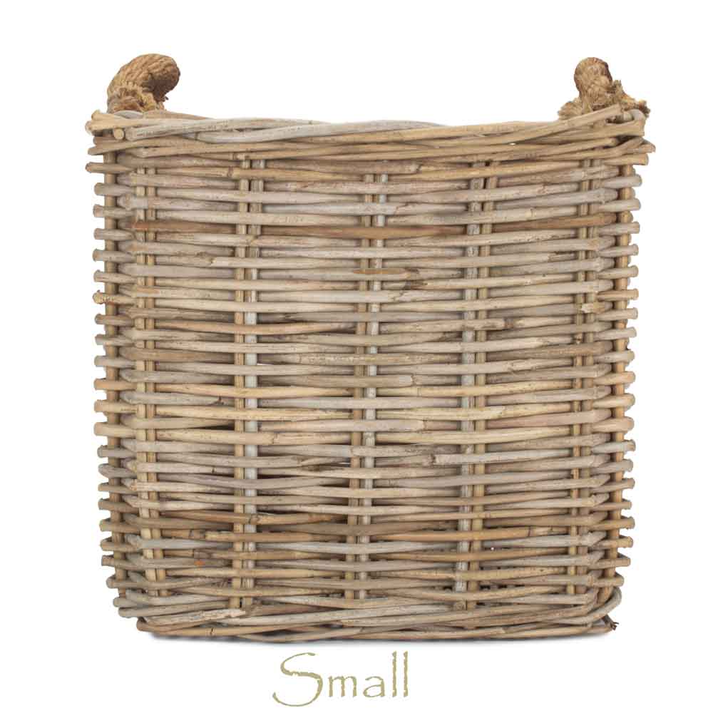 Square Grey Rattan Log/Storage Baskets