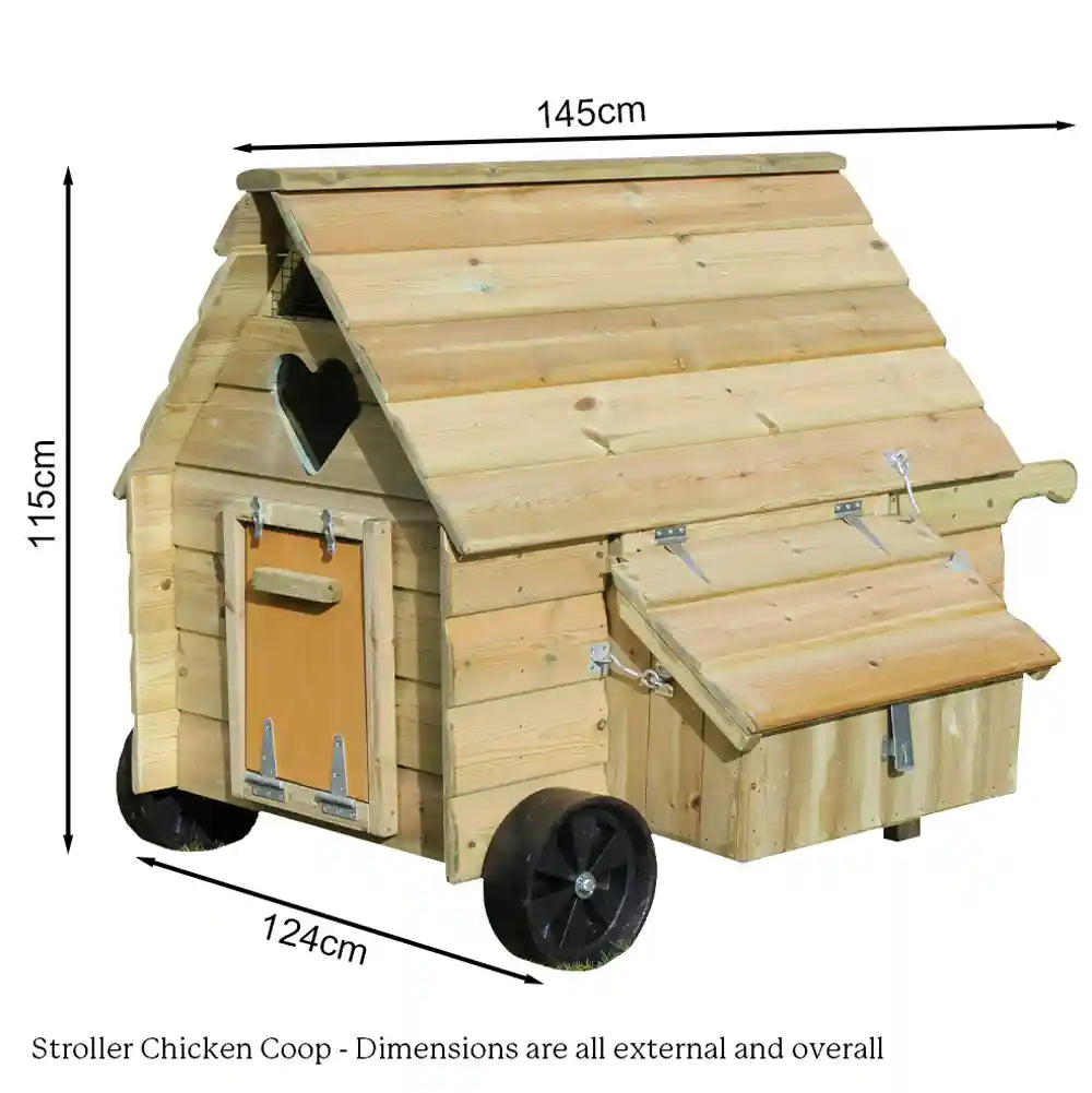 Dorset Stroller Chicken Coop - Ramp Door with Heart Window