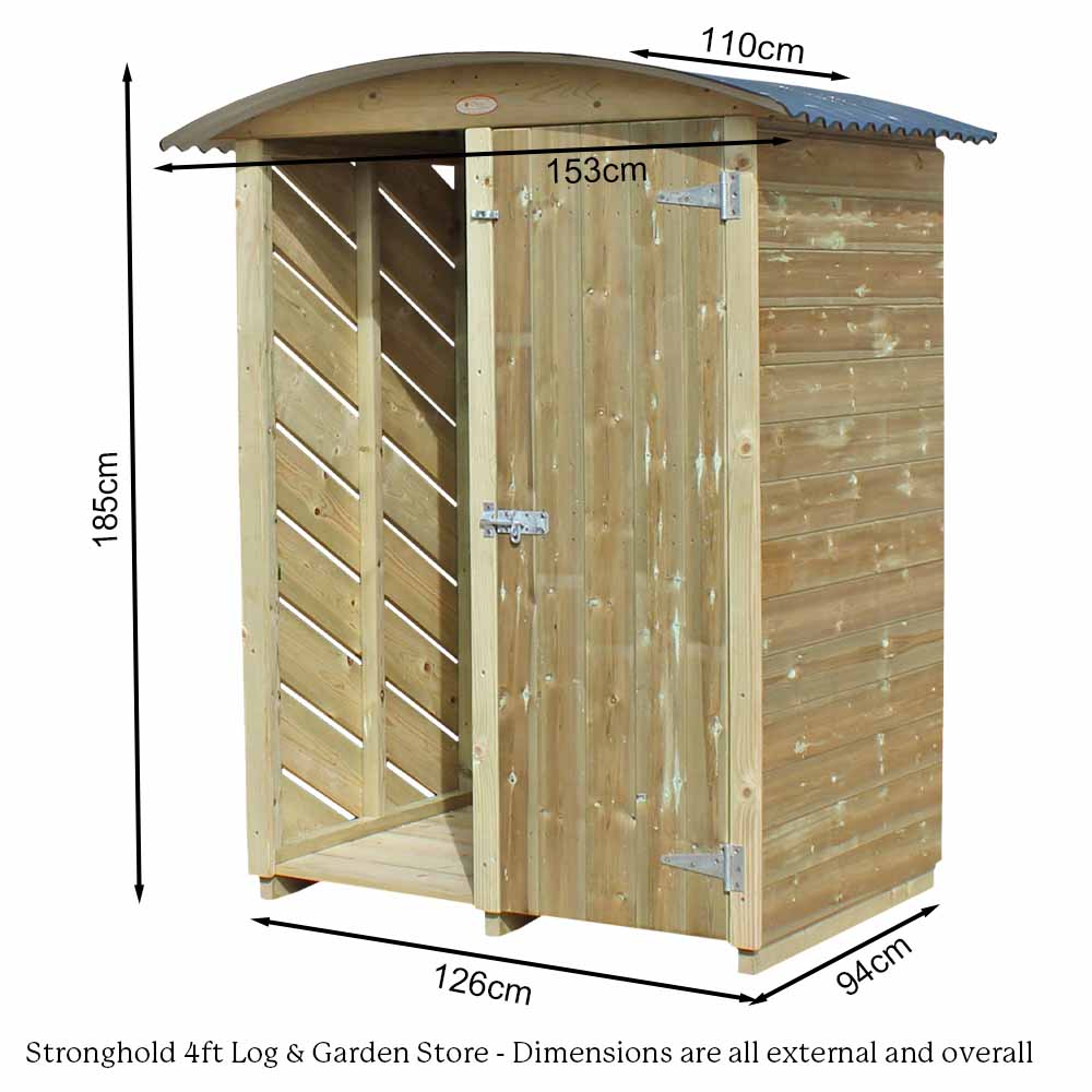 The Stronghold Twin Log & Garden Store (4ft wide)