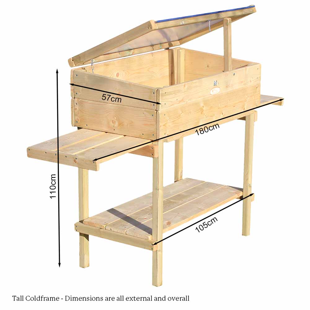 Tall Cold Frame on Legs with Shelves