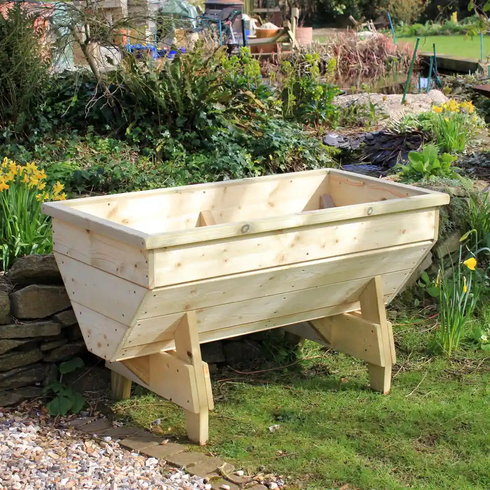 Raised V-Shaped Wooden Garden Planter Trough (unplanted)