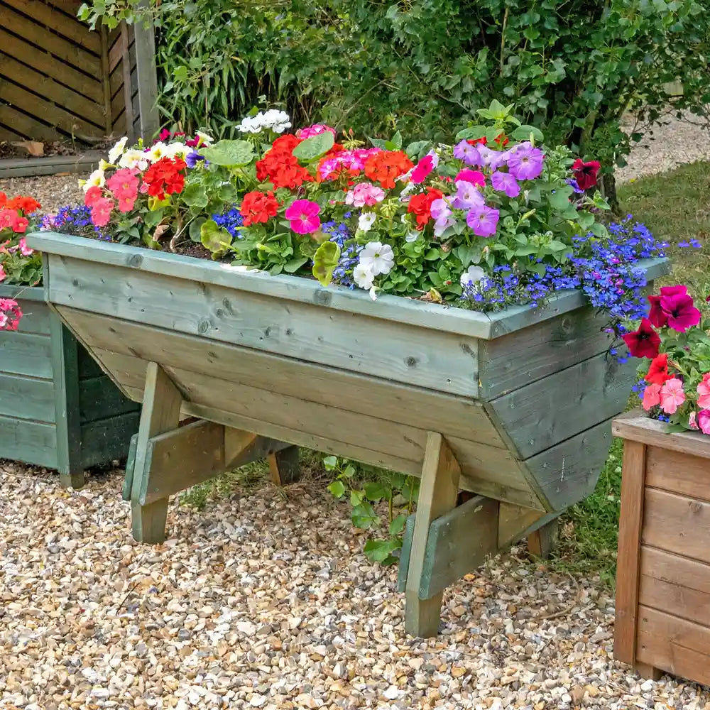 V-Shaped Planter with flowers
