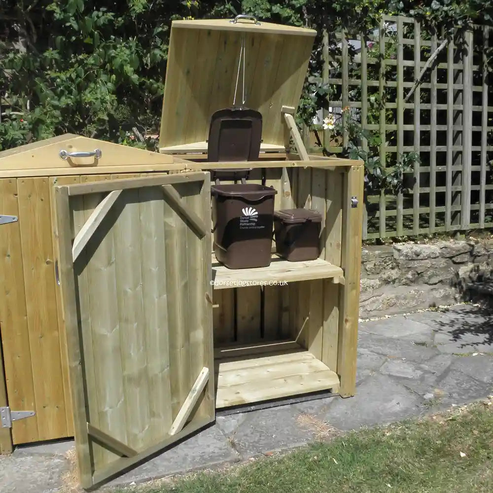 Double Wheelie Bin Store & Recycling Box Store