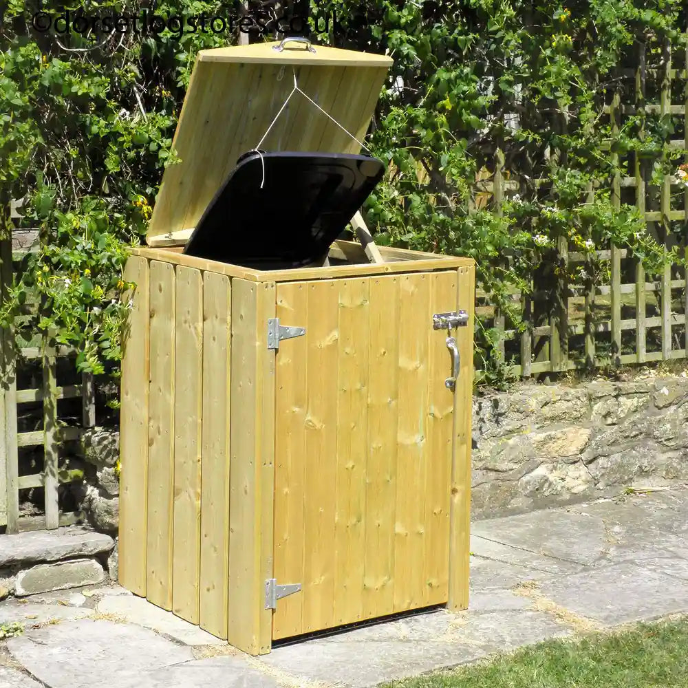 Single Wheelie Bin Store, roof open