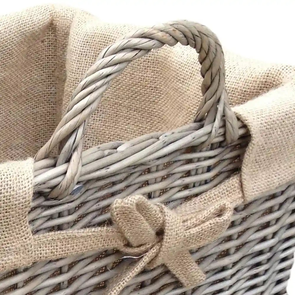 Rectangular Willow Basket with removable hessian lining