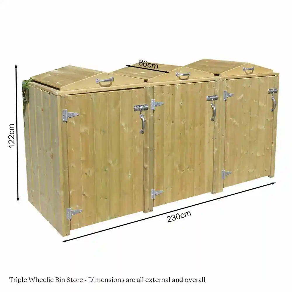 Triple Wheelie Bin Storage Set dimensions