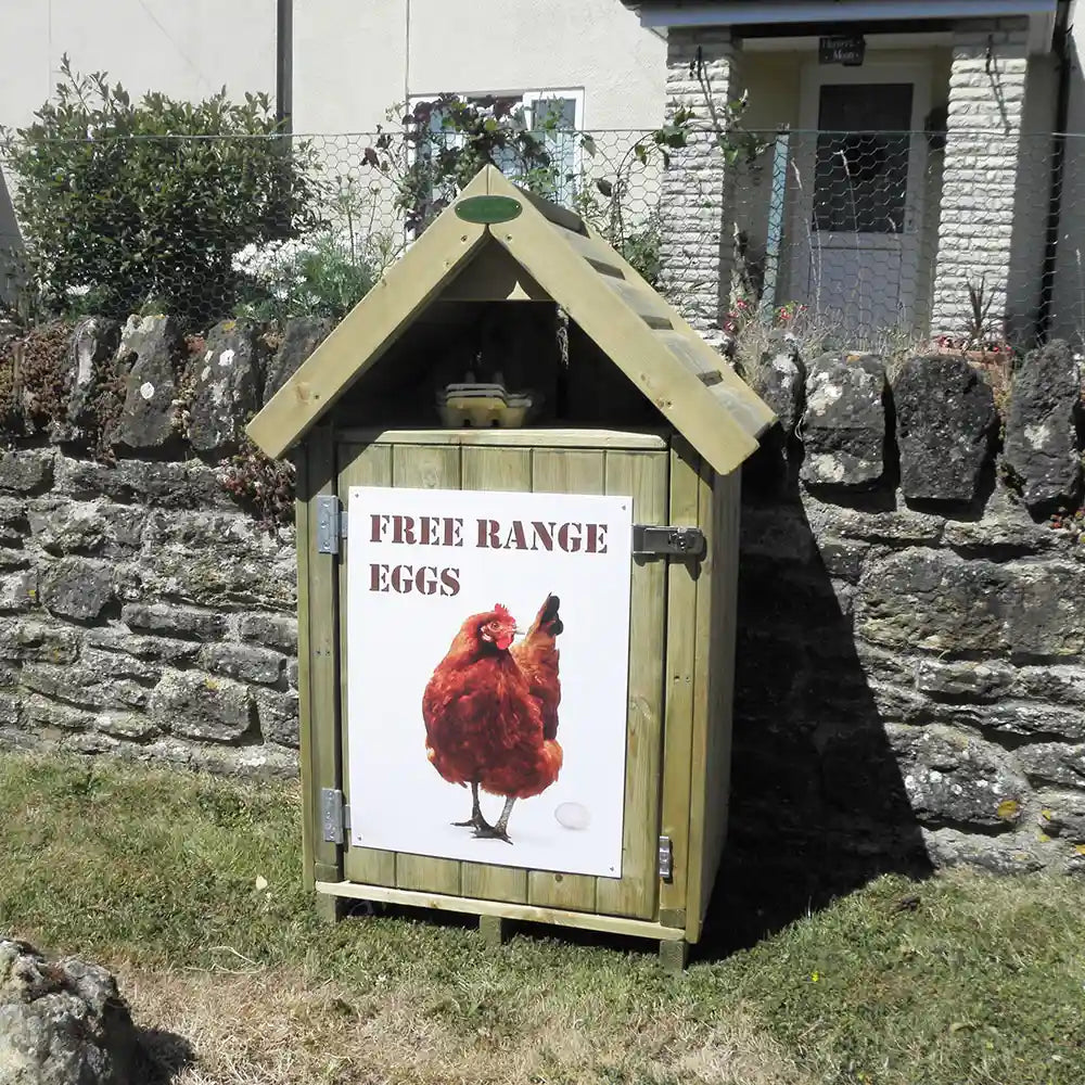 Free Range Eggs sign on Egg Selling House