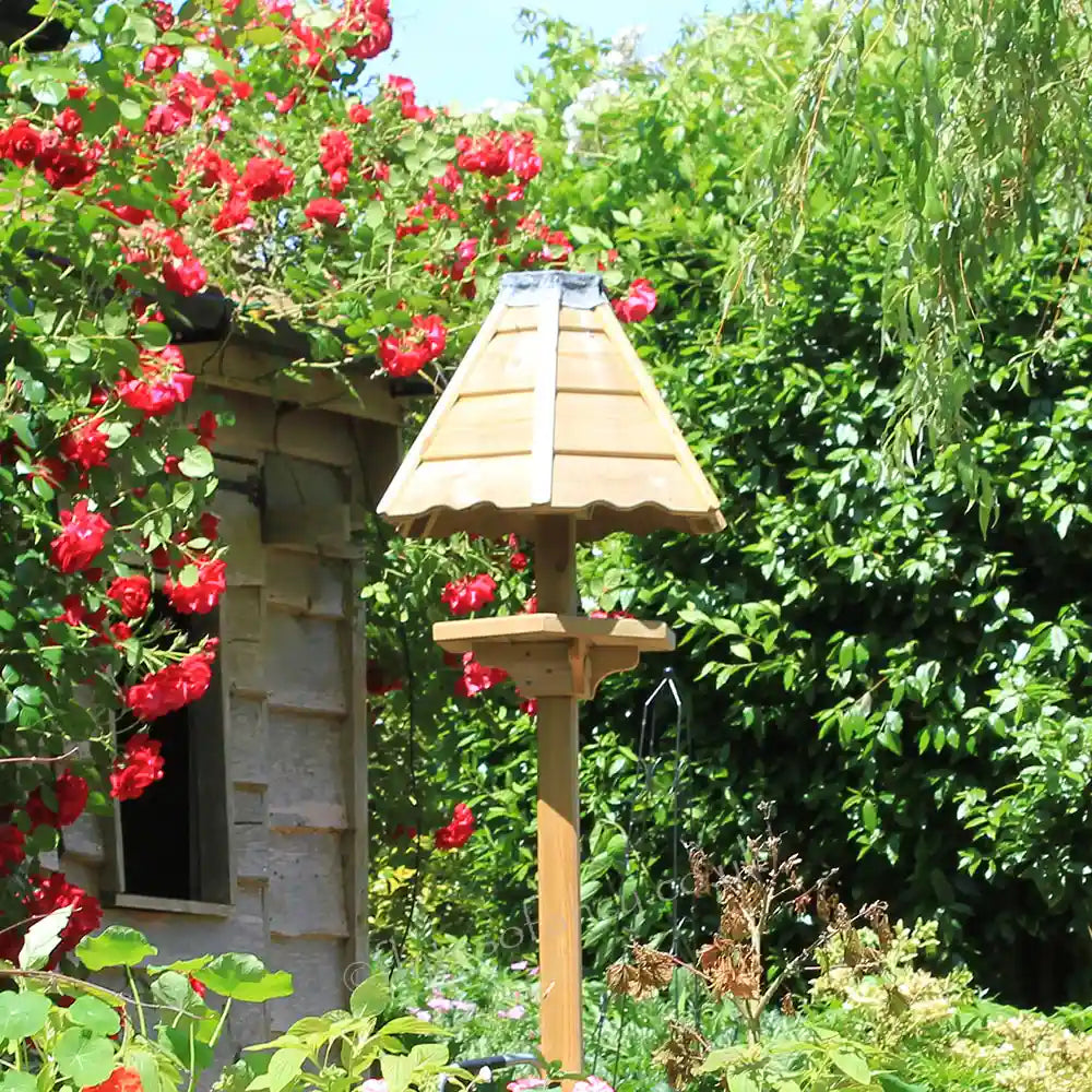 Elizabeth Garden Bird Table , view 2 with roses