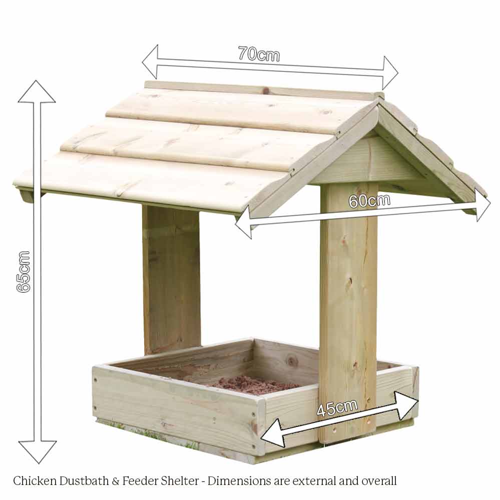 Dimensions of Chicken Dustbath - Feeder Shelter