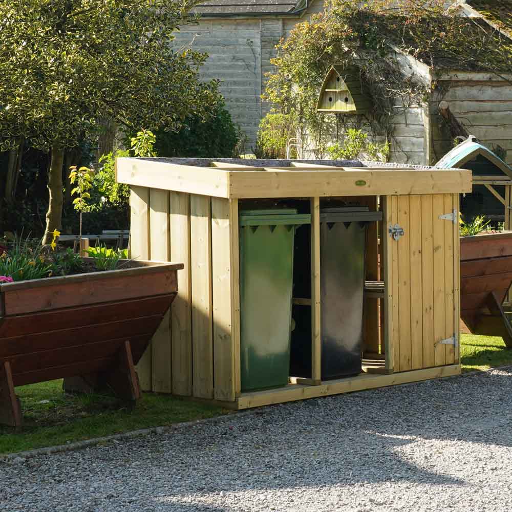 Grow Top Triple Wheelie Bin Store with Doors - NEW!