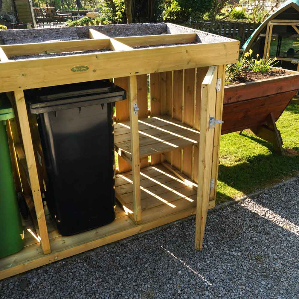 Grow Top Triple Wheelie Bin Store with Doors - NEW!