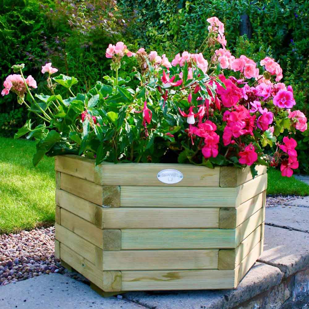Huttons Large Hexagonal Wooden Planter - NEW!