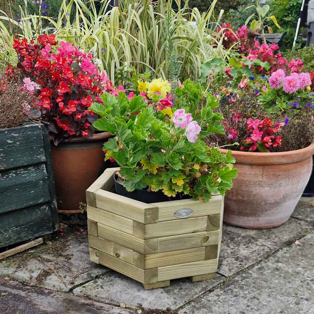Huttons Small Hexagonal Wooden Planter - NEW!