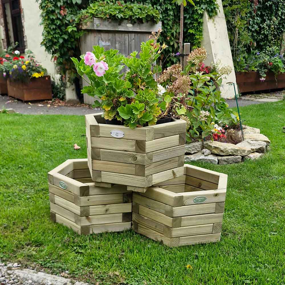 Huttons Small Hexagonal Wooden Planter - NEW!