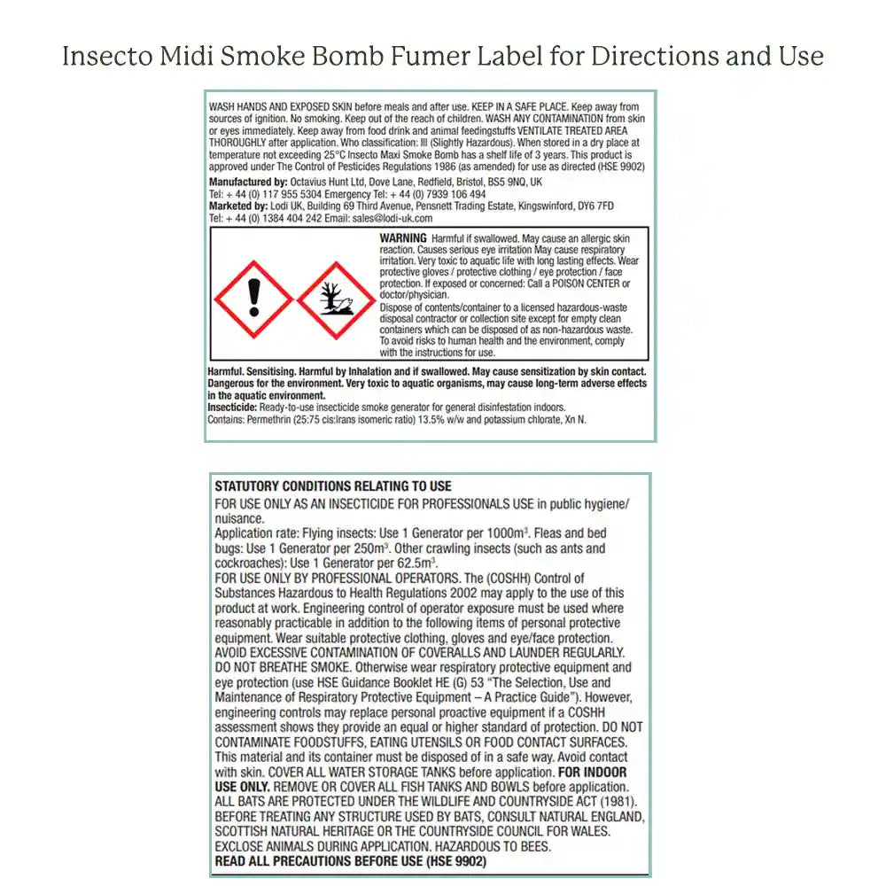 Label of INSECTO Midi Smoke Bomb
