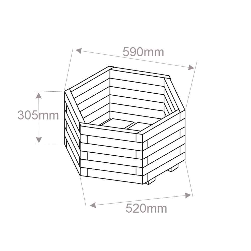 Huttons Large Hexagonal Wooden Planter - NEW!