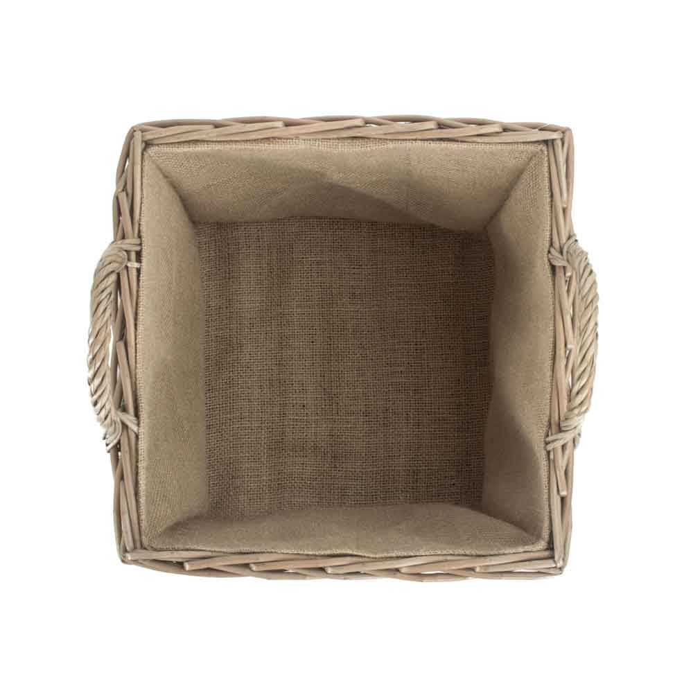 Square Lined Wicker Log-Storage Basket