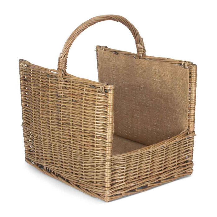 Antique Wash Open Ended Willow Log Basket