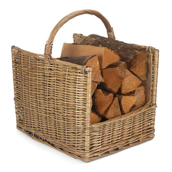 Antique Wash Open Ended Willow Log Basket
