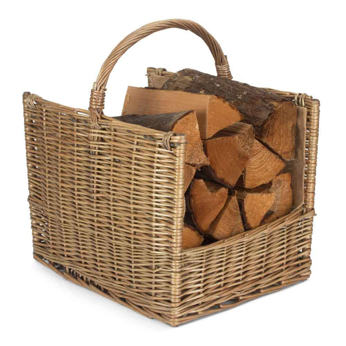 Antique Wash Open Ended Willow Log Basket