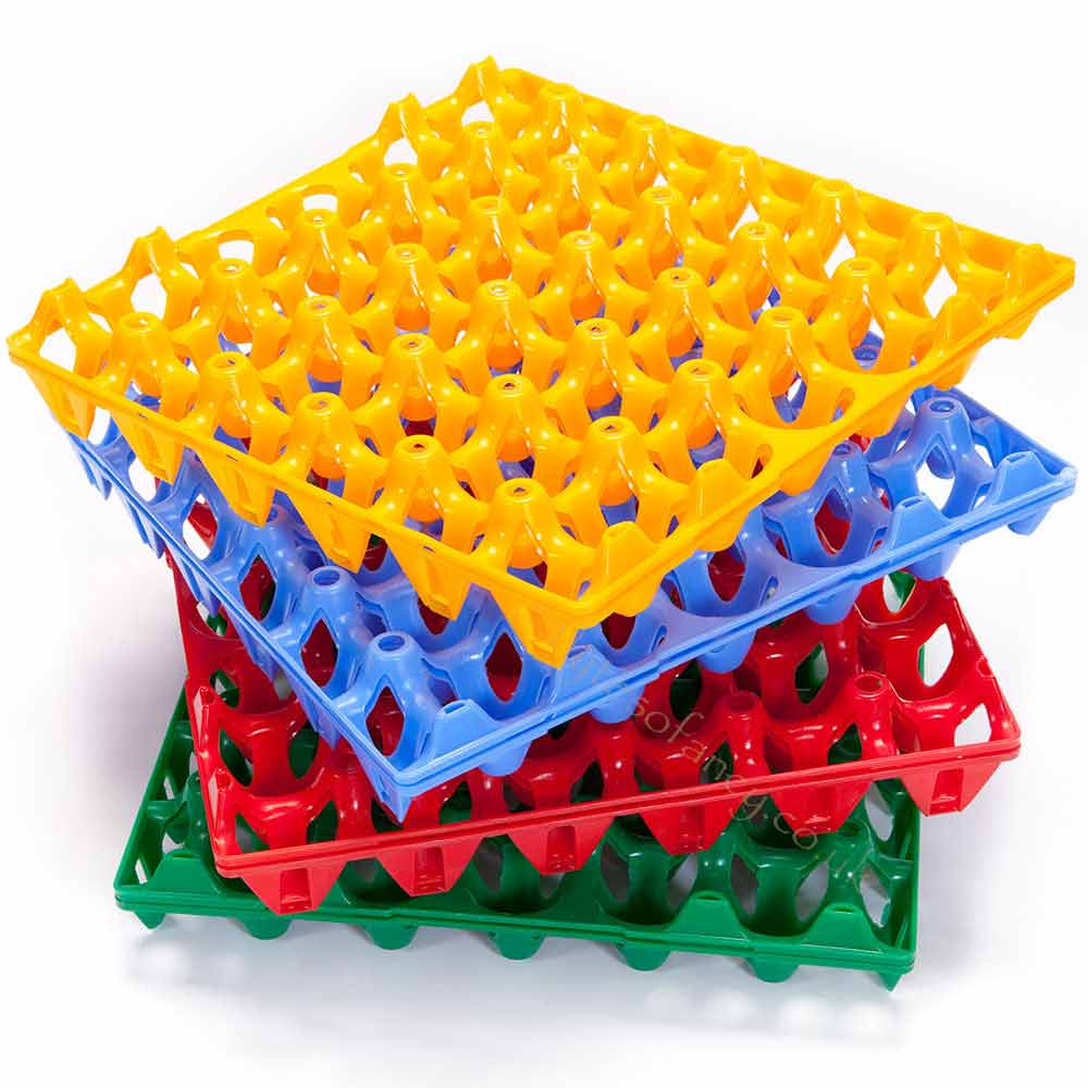 Coloured Plastic Egg Trays - orange, blue, red, green