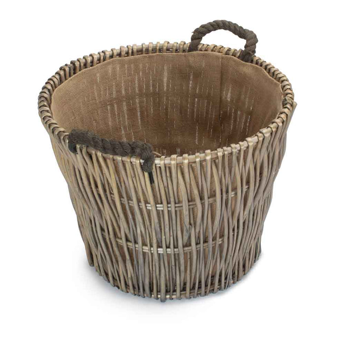 Round Hurdle Willow Lined Log Basket