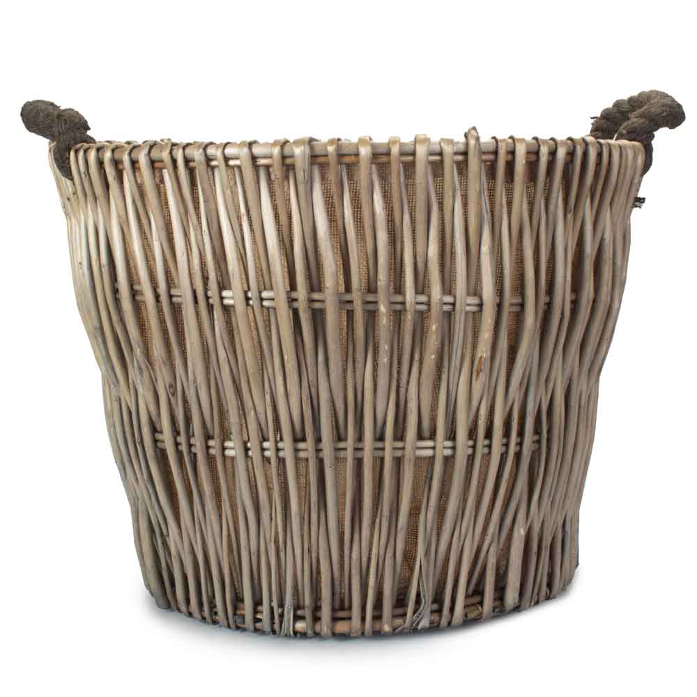 Round Hurdle Willow Lined Log Basket