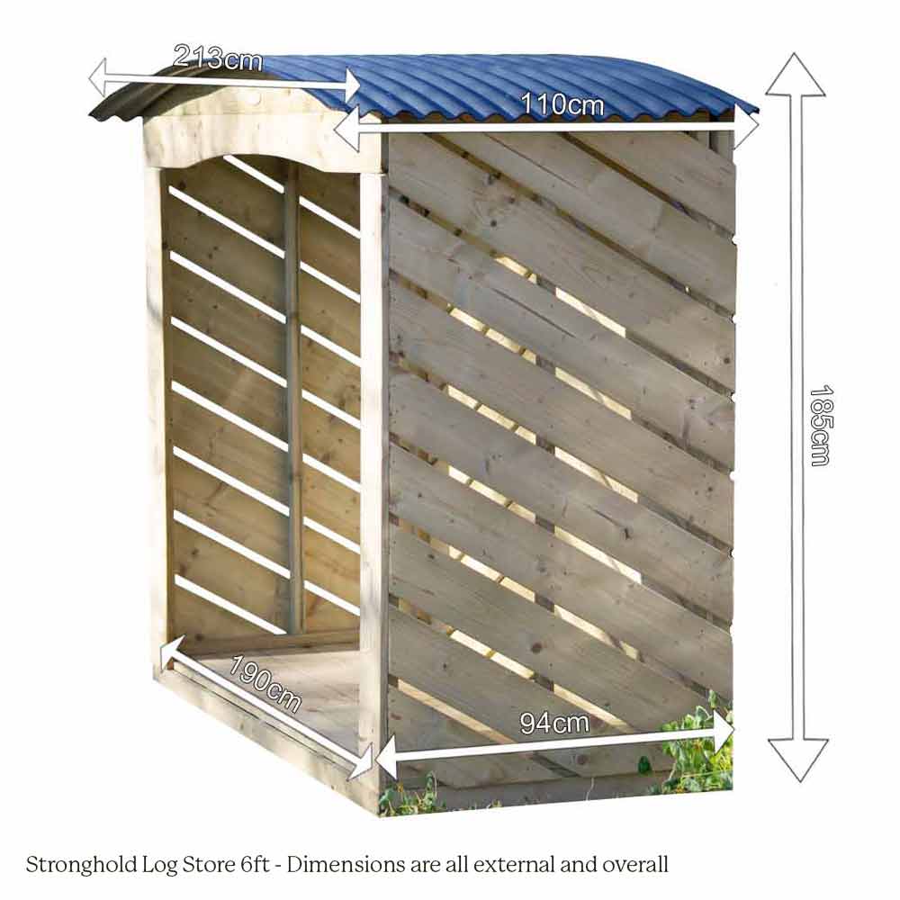 Dimensions Stronghold Log Store 6ft x 3ft