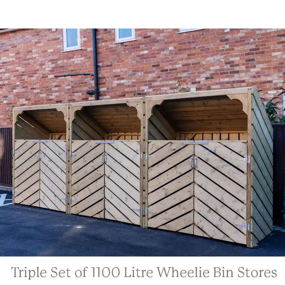 Set of 3 1100 Litre Wheelie Bin Stores