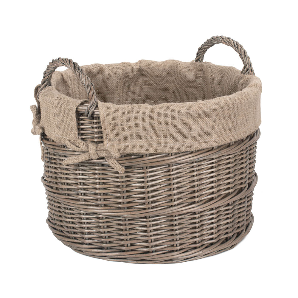 Bobbin-Shaped Lined Willow Basket