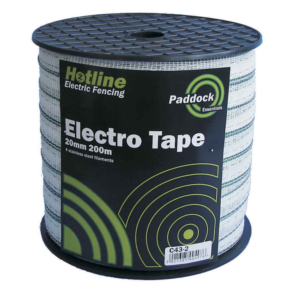 Hotline 20mm Paddock Tape for Horses, white