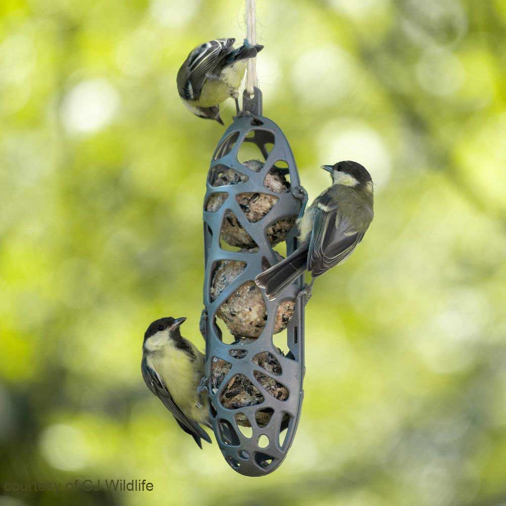 National Trust Sam Recycled Fat Ball Feeder with birds