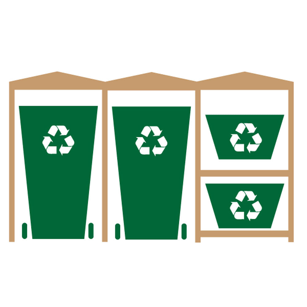 Wheelie Bin Stores & Recycling Box Store - Triple Set