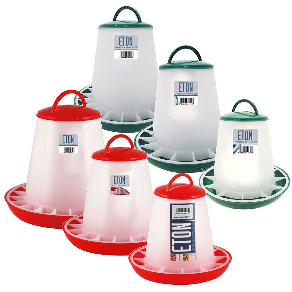 Red or Green Eton Plastic Poultry Feeders