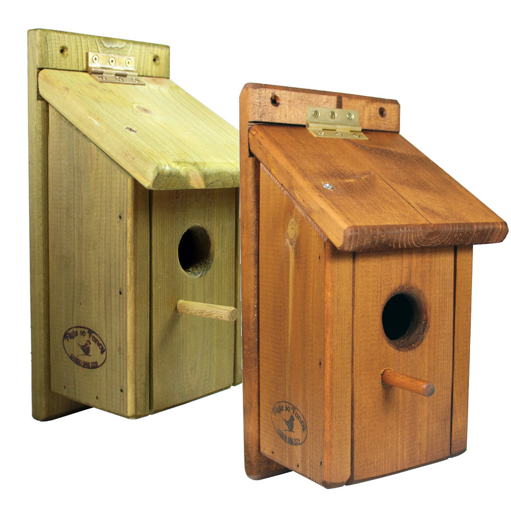 Flyte Garden Bird Nest Box, 32mm, brown or green