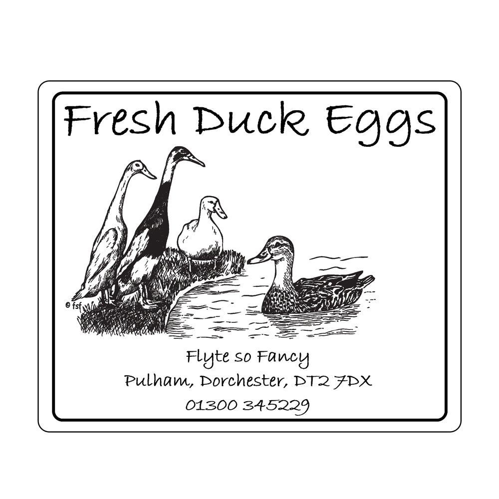 White Duck Egg Box Label