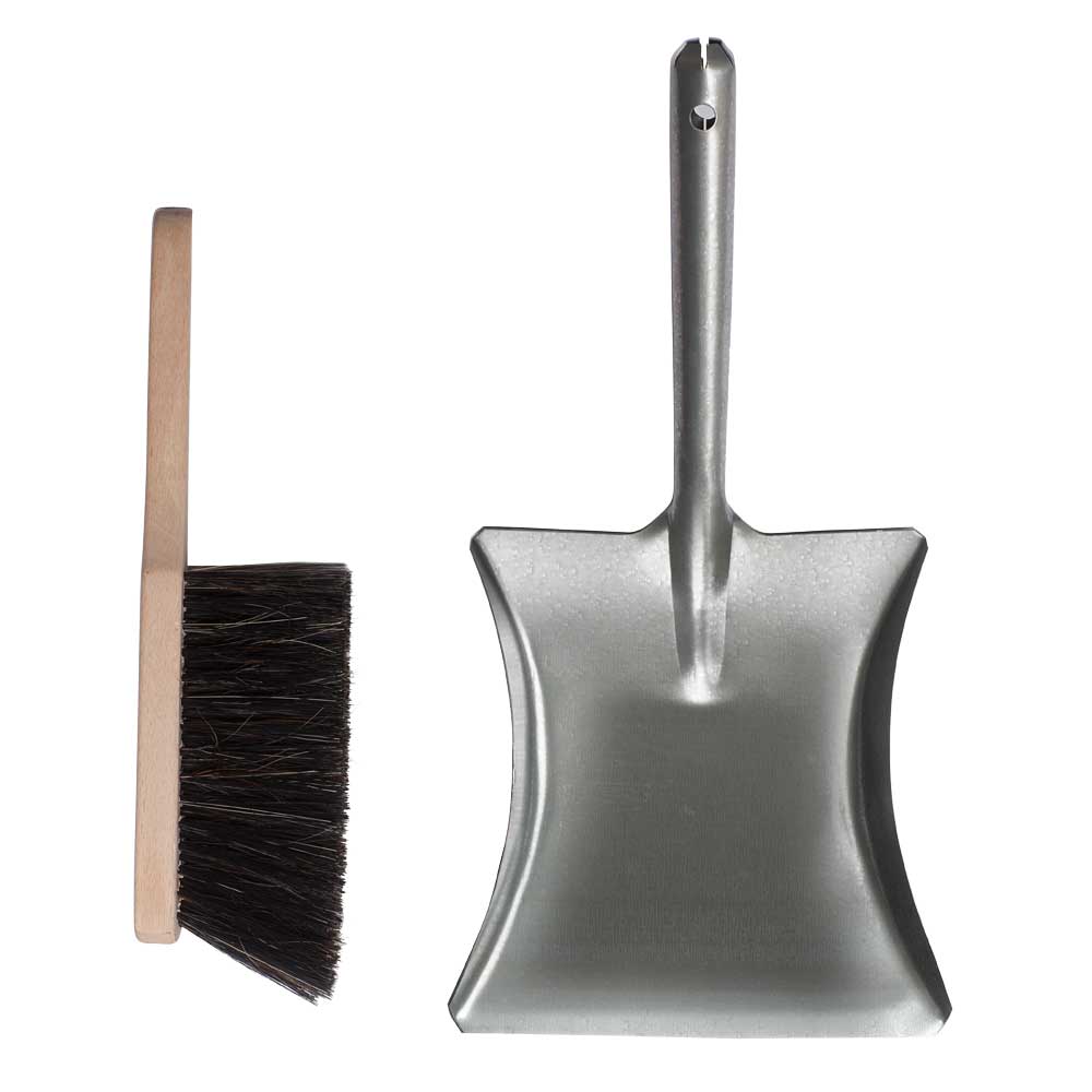 Galvanised Dustpan & Wooden Handled Brush