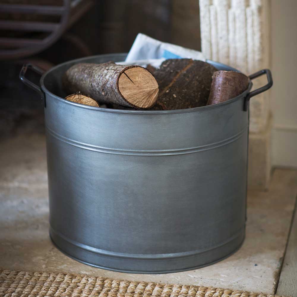 Galvanised Metal Round Log Buckets