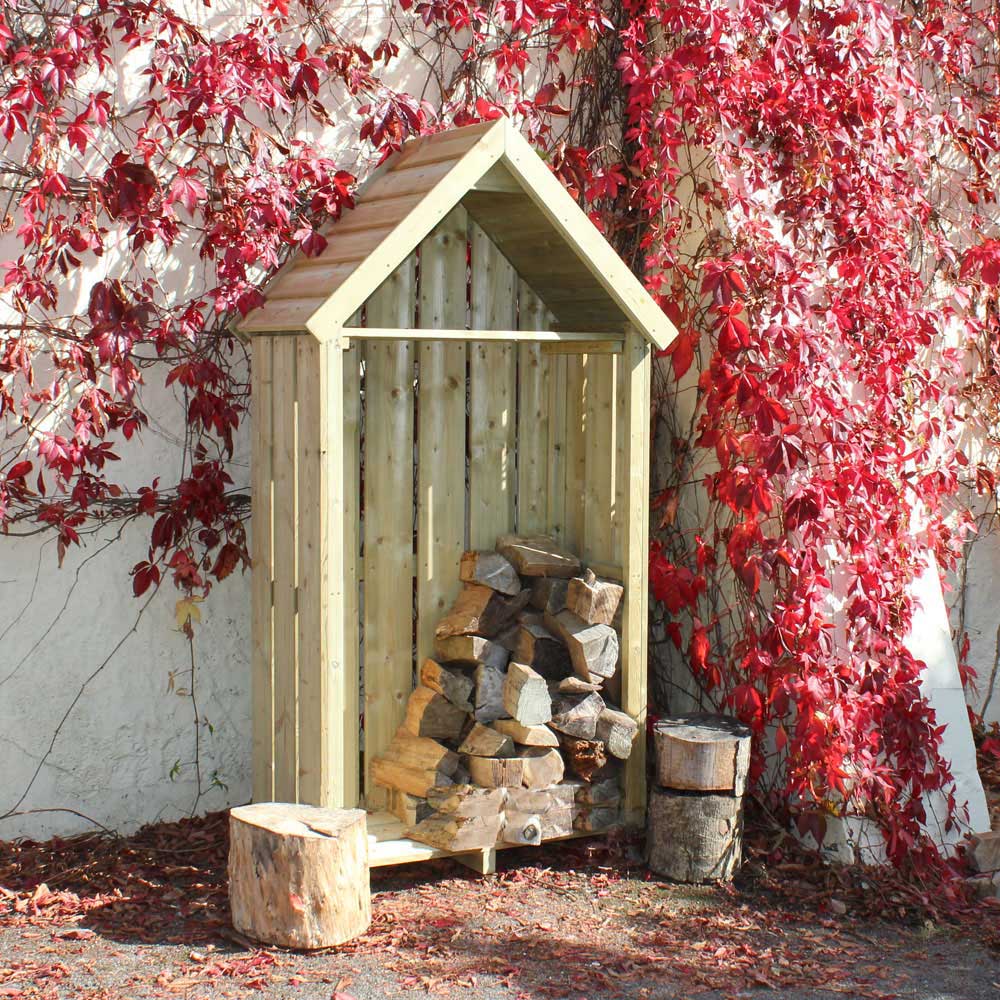 High Hinton 3ft wide Log Store with timber roof