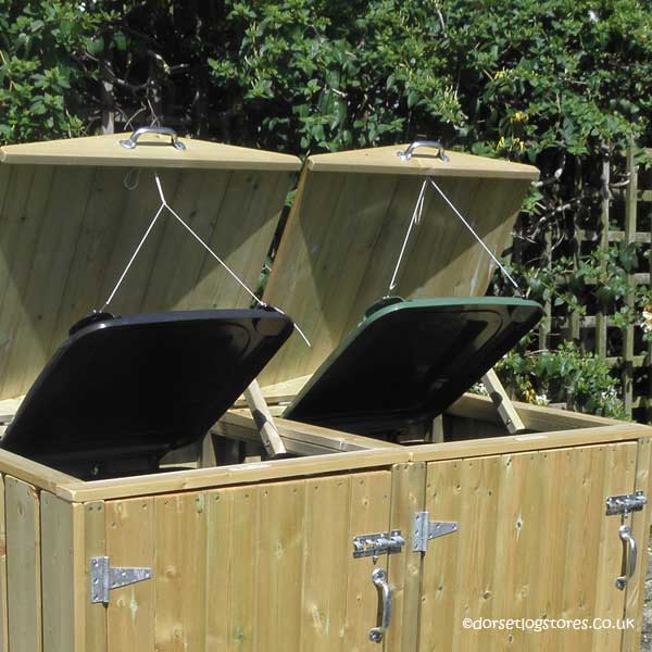 Double Wheelie Bin Store with auto raising cord