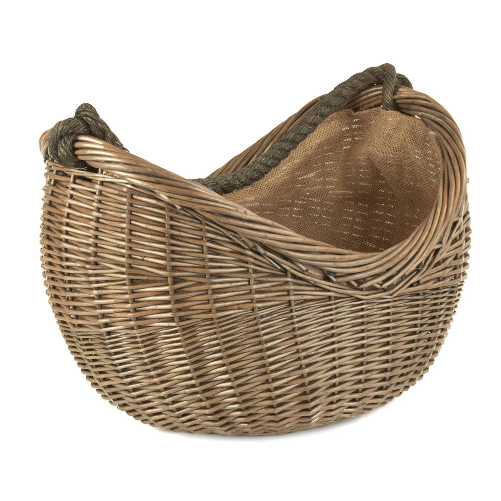 Scooped Carrying Basket with Rope Handle