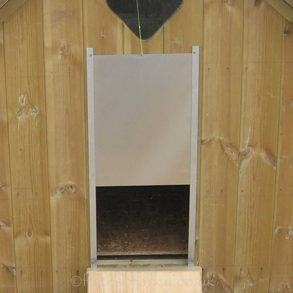Aluminium Pop-hole Door installed on Chicken Coop