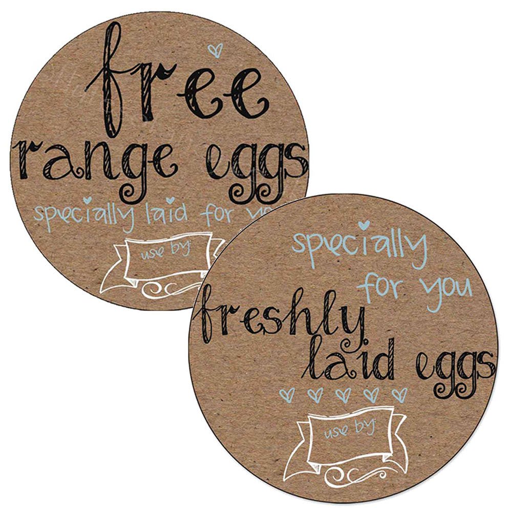 Round Buff Brown Egg Box Labels