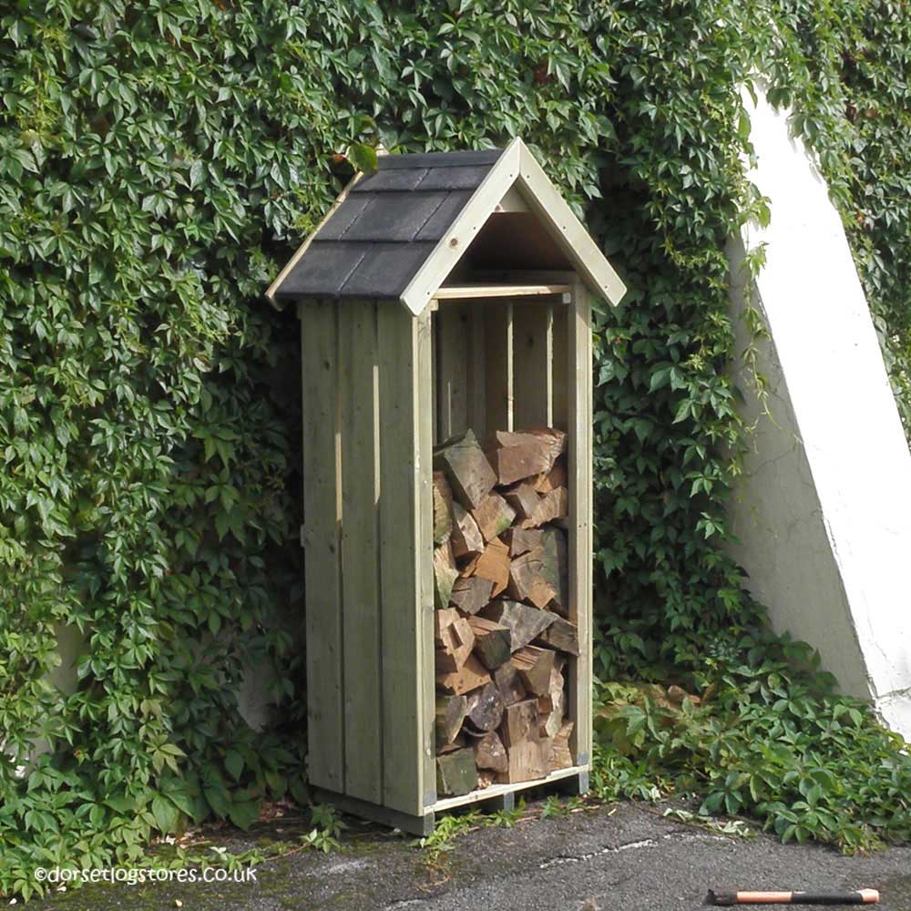 High Hinton 2ft wide Log Store with Tiled Roof
