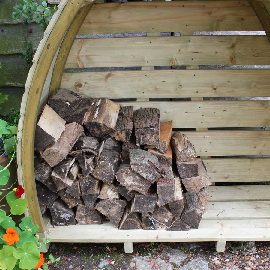 Little Arched Timber Log Store - UK Made Garden Storage