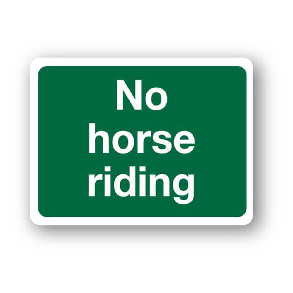 Green No horse riding advisory sign