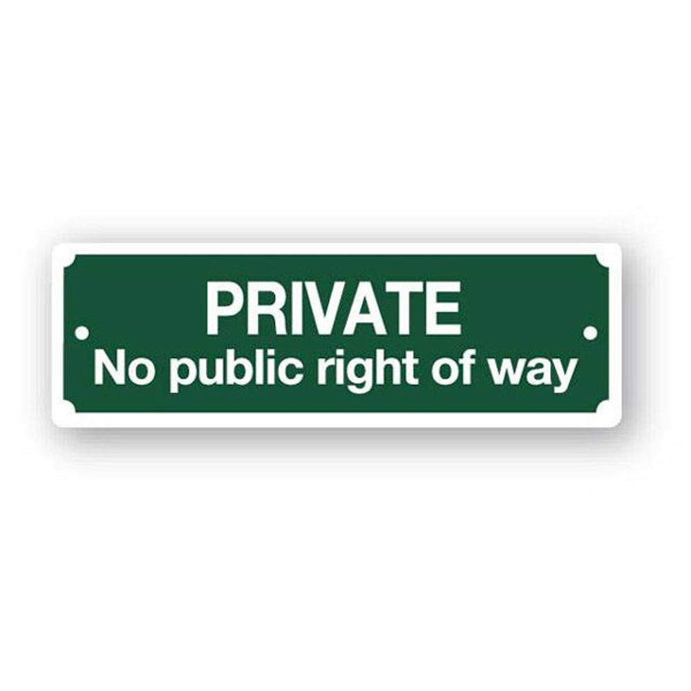 Private no public right of way sign for gates