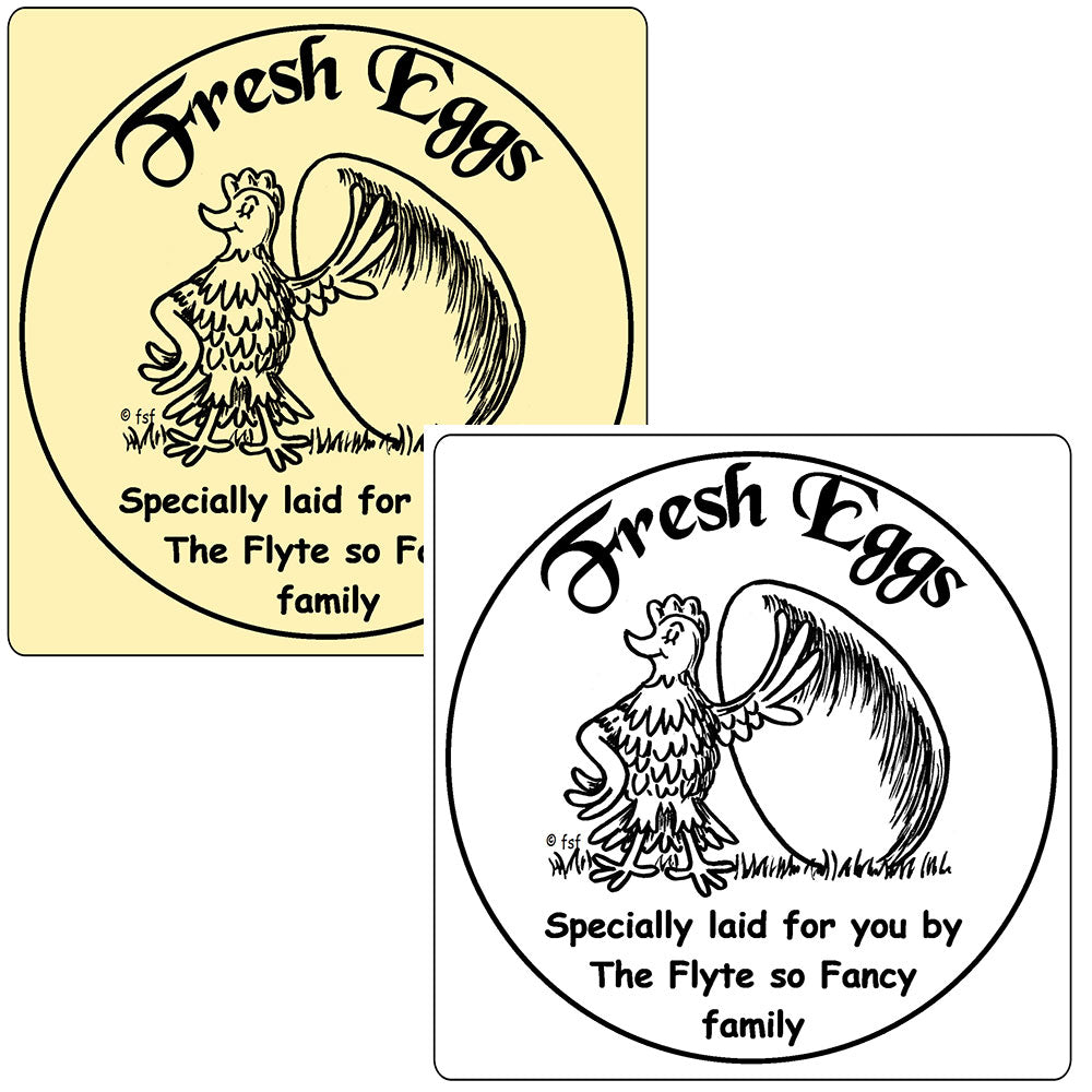 Small Fresh Eggs Labels - Proud Chicken, white or cream