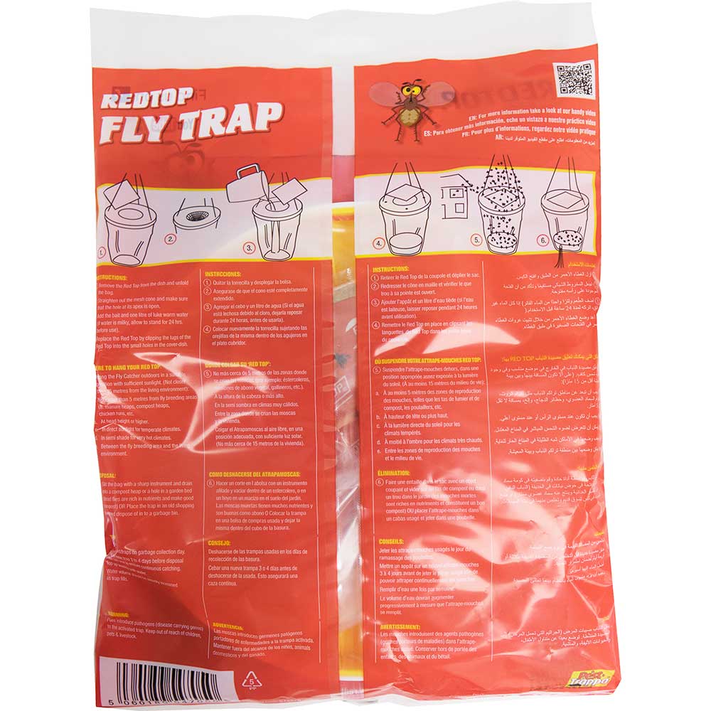 Redtop Fly Trap back of package
