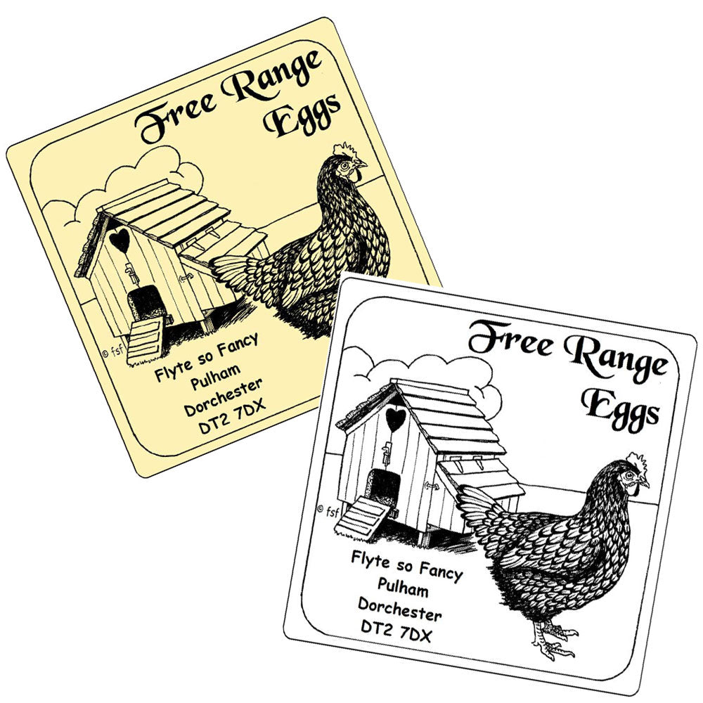 Personalised Free Range Eggs labels, white or cream